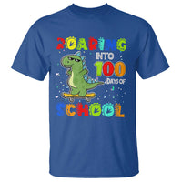 100 Days Of School Dinosaur T Shirt Trex Dino Skateboard Skateboarding Boys Roaring Into 100th Day - Wonder Print Shop