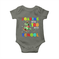 Funny Dinosaur Trex Roaring Into 100 Days Of School Baby Onesie
