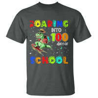 Funny Dinosaur Trex Roaring Into 100 Days Of School T Shirt - Wonder Print Shop