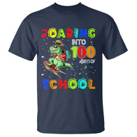 Funny Dinosaur Trex Roaring Into 100 Days Of School T Shirt - Wonder Print Shop