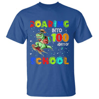 Funny Dinosaur Trex Roaring Into 100 Days Of School T Shirt - Wonder Print Shop