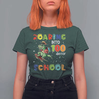 Funny Dinosaur Trex Roaring Into 100 Days Of School T Shirt For Women - Wonder Print Shop