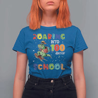 Funny Dinosaur Trex Roaring Into 100 Days Of School T Shirt For Women - Wonder Print Shop