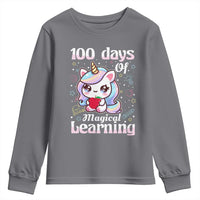 100th Day Of School Unicorn Girls Youth Sweatshirt Magical Learning