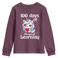 100th Day Of School Unicorn Girls Youth Sweatshirt Magical Learning