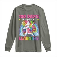 100 Days Of School Long Sleeve Shirt Rainbow Dabbing Unicorn Magic Learning Girls Gift