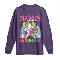 100 Days Of School Long Sleeve Shirt Rainbow Dabbing Unicorn Magic Learning Girls Gift