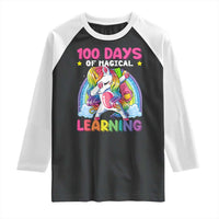 100 Days Of School Raglan Shirt Rainbow Dabbing Unicorn Magic Learning Girls Gift
