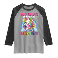 100 Days Of School Raglan Shirt Rainbow Dabbing Unicorn Magic Learning Girls Gift
