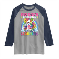 100 Days Of School Raglan Shirt Rainbow Dabbing Unicorn Magic Learning Girls Gift