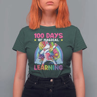 100 Days Of School T Shirt For Women Rainbow Dabbing Unicorn Magic Learning Girls Gift - Wonder Print Shop