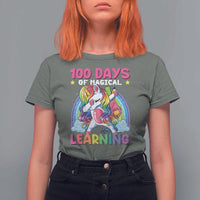 100 Days Of School T Shirt For Women Rainbow Dabbing Unicorn Magic Learning Girls Gift - Wonder Print Shop