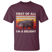 Moo Deng T Shirt First Of All I'm A Delight Sarcastic Angry Pygmy Hippo