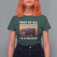 Moo Deng T Shirt For Women First Of All I'm A Delight Sarcastic Angry Pygmy Hippo