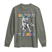 100 Days Of School Long Sleeve Shirt Funny Cool Dinosaur Trex 100 Days Smarter