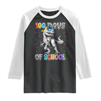 100 Days Of School Raglan Shirt Funny Cool Dinosaur Trex 100 Days Smarter