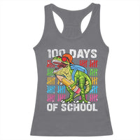 100th Day Of School Racerback Tank Top 100 Days Dino Dinosaur