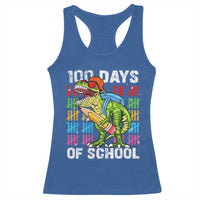 100th Day Of School Racerback Tank Top 100 Days Dino Dinosaur