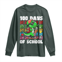 100 Days of School 100th Day Dino Long Sleeve Shirt Trex Dino Skateboard Skateboarding Boys Gift