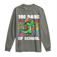 100 Days of School 100th Day Dino Long Sleeve Shirt Trex Dino Skateboard Skateboarding Boys Gift