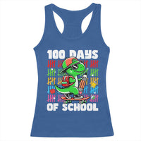 100 Days of School 100th Day Dino Racerback Tank Top Trex Dino Skateboard Skateboarding Boys Gift