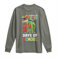 Ready To Crush 100 Days Of School Long Sleeve Shirt T Rex Dinosaur Boys