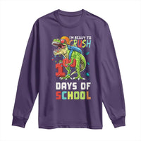 Ready To Crush 100 Days Of School Long Sleeve Shirt T Rex Dinosaur Boys