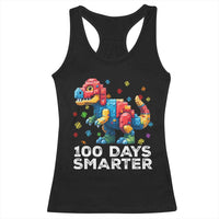 Dinosaur 100 Days Smarter Racerback Tank Top Building Bricks Dinosaur 100th Day Kids