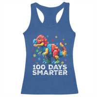 Dinosaur 100 Days Smarter Racerback Tank Top Building Bricks Dinosaur 100th Day Kids