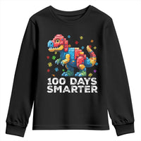 Dinosaur 100 Days Smarter Youth Sweatshirt Building Bricks Dinosaur 100th Day Kids