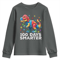 Dinosaur 100 Days Smarter Youth Sweatshirt Building Bricks Dinosaur 100th Day Kids