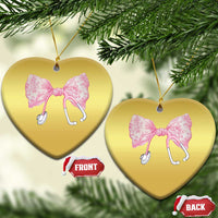 Pink Coquette Nurse Christmas Ornament Toile de Jouy Stethoscope Bow - Wonder Print Shop