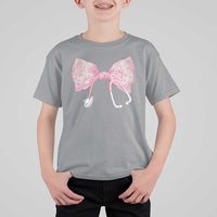 Pink Coquette Nurse T Shirt For Kid Toile de Jouy Stethoscope Bow - Wonder Print Shop