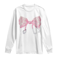 Pink Coquette Nurse Long Sleeve Shirt Toile de Jouy Stethoscope Bow