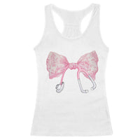 Pink Coquette Nurse Racerback Tank Top Toile de Jouy Stethoscope Bow