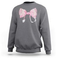 Pink Coquette Nurse Sweatshirt Toile de Jouy Stethoscope Bow - Wonder Print Shop