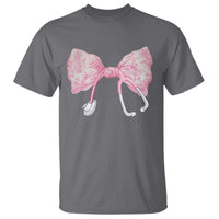 Pink Coquette Nurse T Shirt Toile de Jouy Stethoscope Bow - Wonder Print Shop