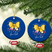 Personalized Teacher Coquette Bow Ceramic Ornament Custom Name Cute Teacher Appreciation Gift - Wonder Print Shop