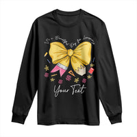 Personalized Teacher Coquette Bow Long Sleeve Shirt Custom Name Cute Teacher Appreciation Gift - Wonder Print Shop