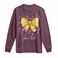 Personalized Teacher Coquette Bow Long Sleeve Shirt Custom Name Cute Teacher Appreciation Gift - Wonder Print Shop