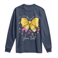 Personalized Teacher Coquette Bow Long Sleeve Shirt Custom Name Cute Teacher Appreciation Gift - Wonder Print Shop