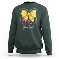 Personalized Teacher Coquette Bow Sweatshirt Custom Name Cute Teacher Appreciation Gift - Wonder Print Shop