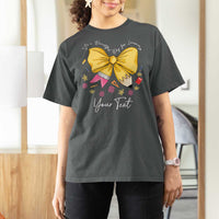 Personalized Teacher Coquette Bow T Shirt For Women Custom Name Cute Teacher Appreciation Gift - Wonder Print Shop
