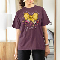 Personalized Teacher Coquette Bow T Shirt For Women Custom Name Cute Teacher Appreciation Gift - Wonder Print Shop