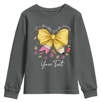 Personalized Teacher Coquette Bow Youth Sweatshirt Custom Name Cute Teacher Appreciation Gift - Wonder Print Shop