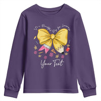 Personalized Teacher Coquette Bow Youth Sweatshirt Custom Name Cute Teacher Appreciation Gift - Wonder Print Shop