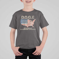 D.O.G.E. DOGE Department of Government Efficiency T Shirt For Kid American Flag US Map
