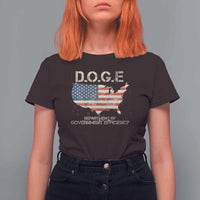 D.O.G.E. DOGE Department of Government Efficiency T Shirt For Women American Flag US Map