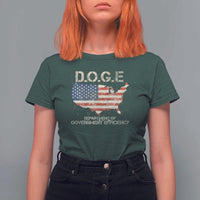 D.O.G.E. DOGE Department of Government Efficiency T Shirt For Women American Flag US Map