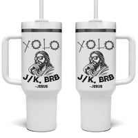 Yolo Jk BRB Jesus Tumbler With Handle Funny Easter Day Ressurection Christians - Wonder Print Shop